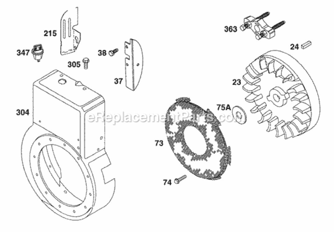 Blower_Hsg_Flywheel Diagram and Parts List for 19B412-0123-01  Briggs and Stratton Engine